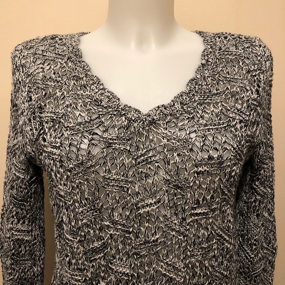 LOFT KNIT SCALLOPED POINTELLE SWEATER SIZE S - Picture 4 of 17